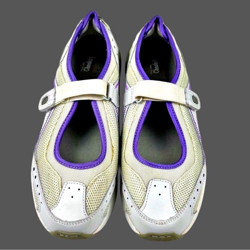 Women's Athletic Mary Jane Sneakers in Cream and Purple